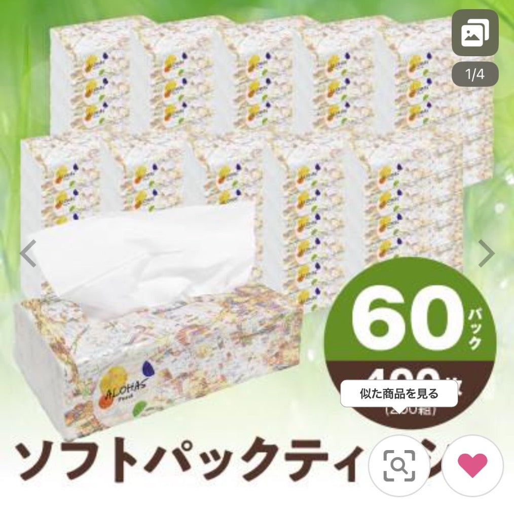ふるさと納税 泉佐野市 ソフトパックティッシュ 60パック×400枚 ピュアパルプ100% 010B1754