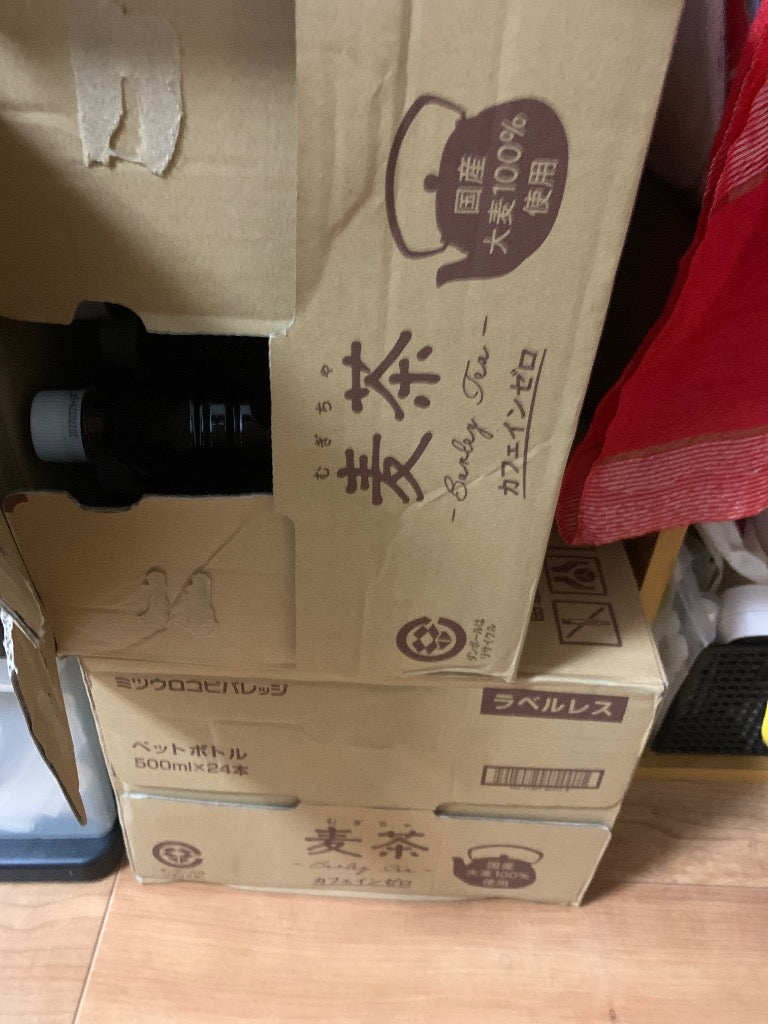 麦茶 お茶 ペットボトル 500ml 48本 ラベルレス ミツウロコ 24本 ×2箱 国産大麦 100％使用 爆買