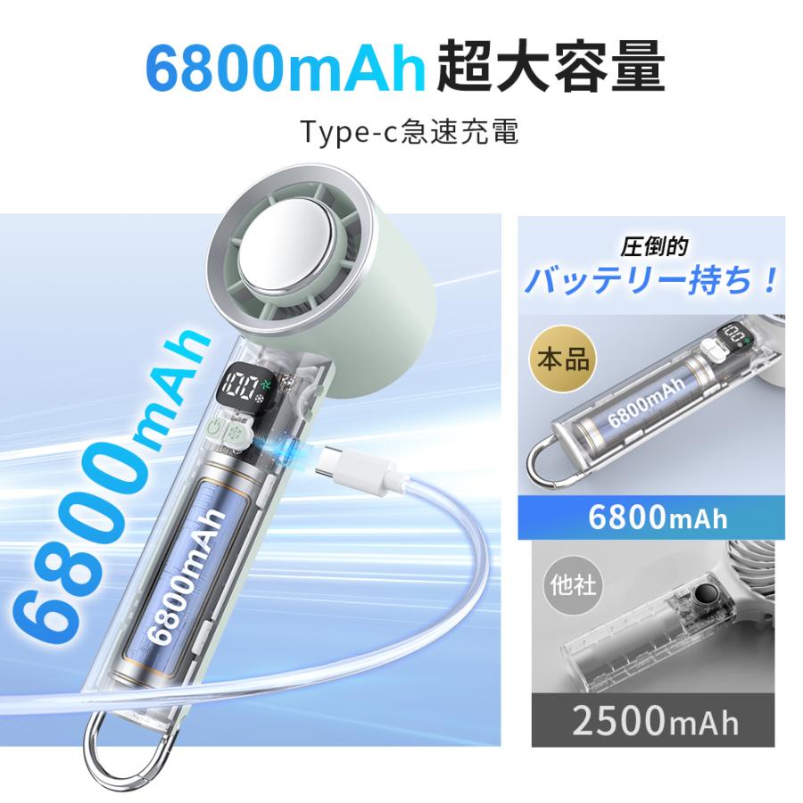 【売れ筋NO.1】 ハンディファン 携帯扇風機 扇風機 小型 -28℃ 冷却プレート 手持ち扇風機 90°折り畳み 100段階調整 6800mAh大容量 LED残量表示 24H連続 爆買
